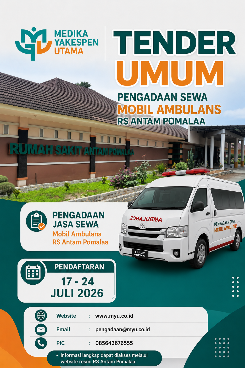 LELANG PENGADAAN SEWA AMBULANS RS ANTAM POMALAA