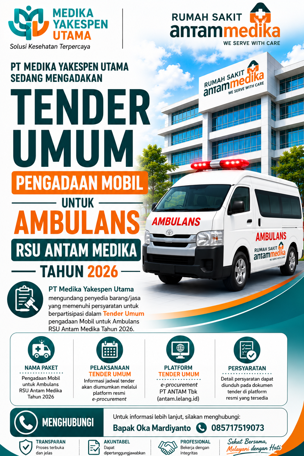LELANG PENGADAAN MOBIL UNTUK AMBULANS RSU ANTAM MEDIKA